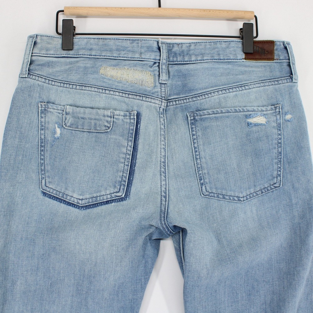 Holding Horses Jeans Womens 30 Blue Patchwork Distressed Straight Leg Light Wash - Picture 4 of 11